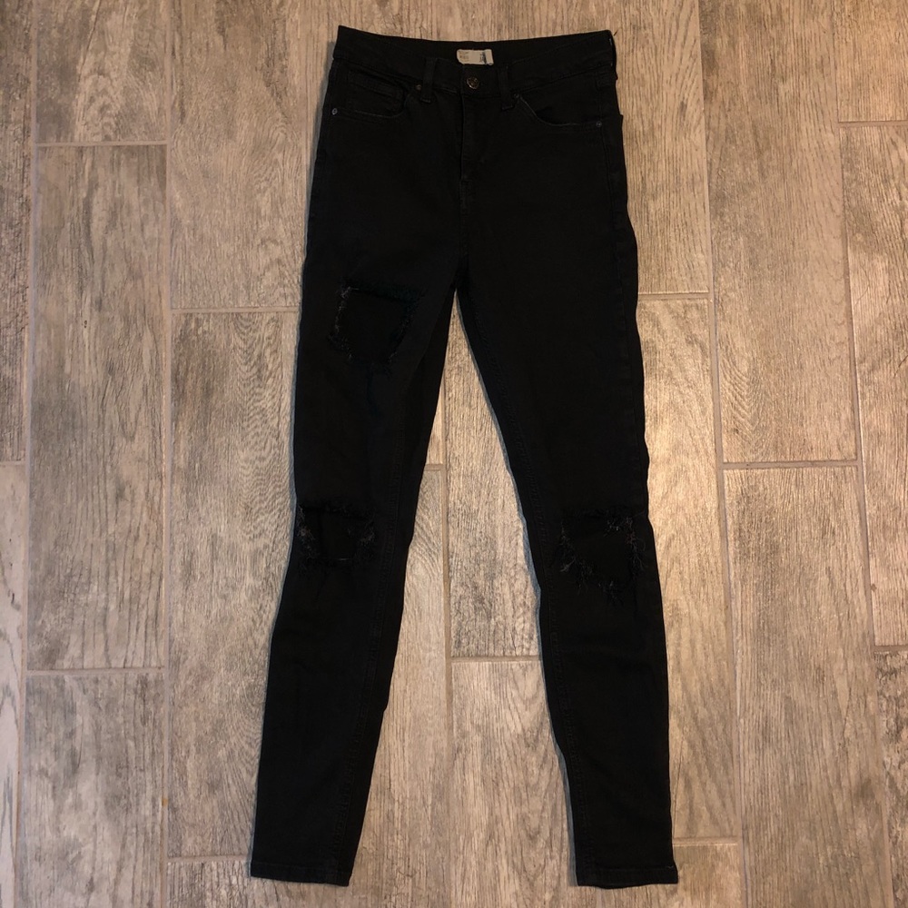 Topshop Moto Jamie distressed black jeans